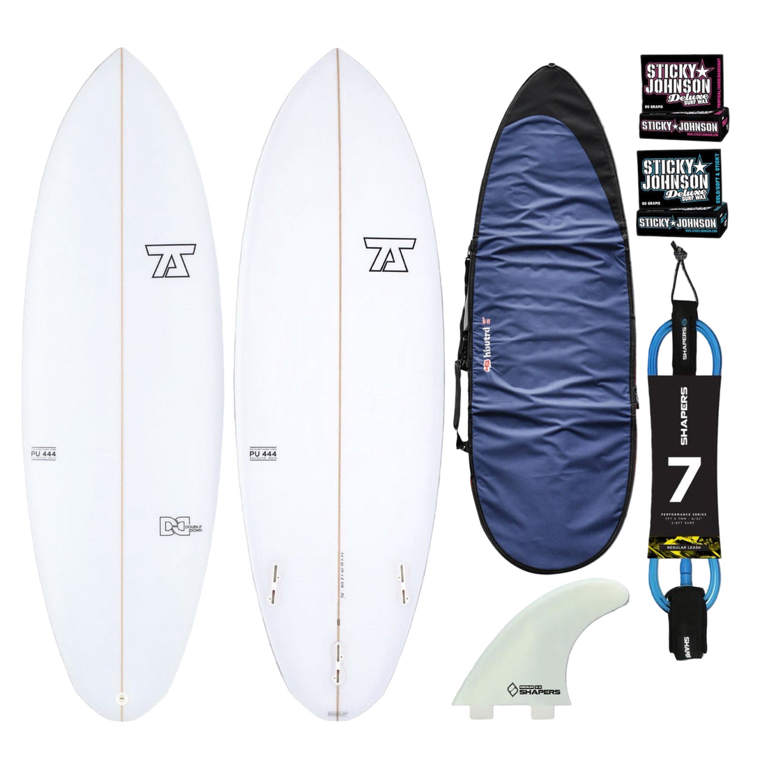 The 7S Double Down Surfboard Package Deal. Includes board, fins, bag,leash. The 7S Double Down aims to increase your wave count and improve your small wave game. This is the flattest surfboard in the 7S range, and it has the highest volume per size ratio. For these reasons, it’s fast, has plenty of flow, and is the perfect weapon for fatter, sub-par conditions.