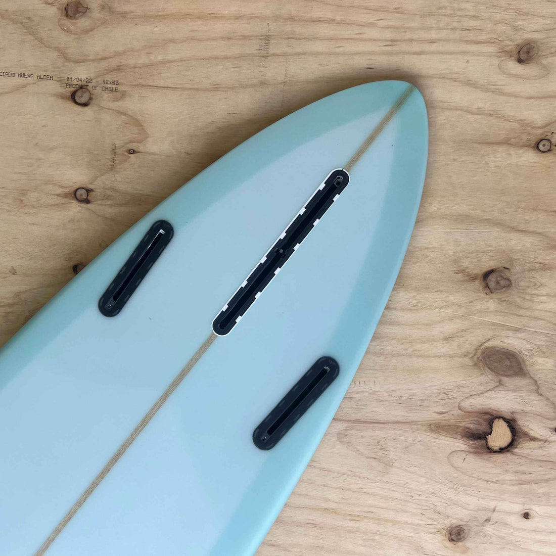 Christenson C Bucket Mid Length Single fin + Side Bites Light Green Tint Available at Freeride Surf & Skate NZ  