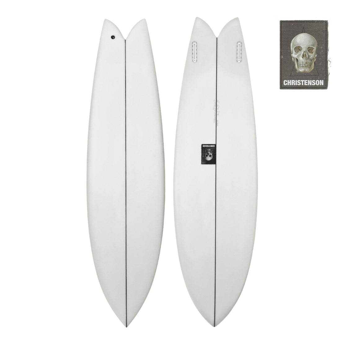 Christenson surfboards long phish mid-length surfboard model Clear Tint Future Twin Fin at Freeride Surf Shop West Auckland NZ