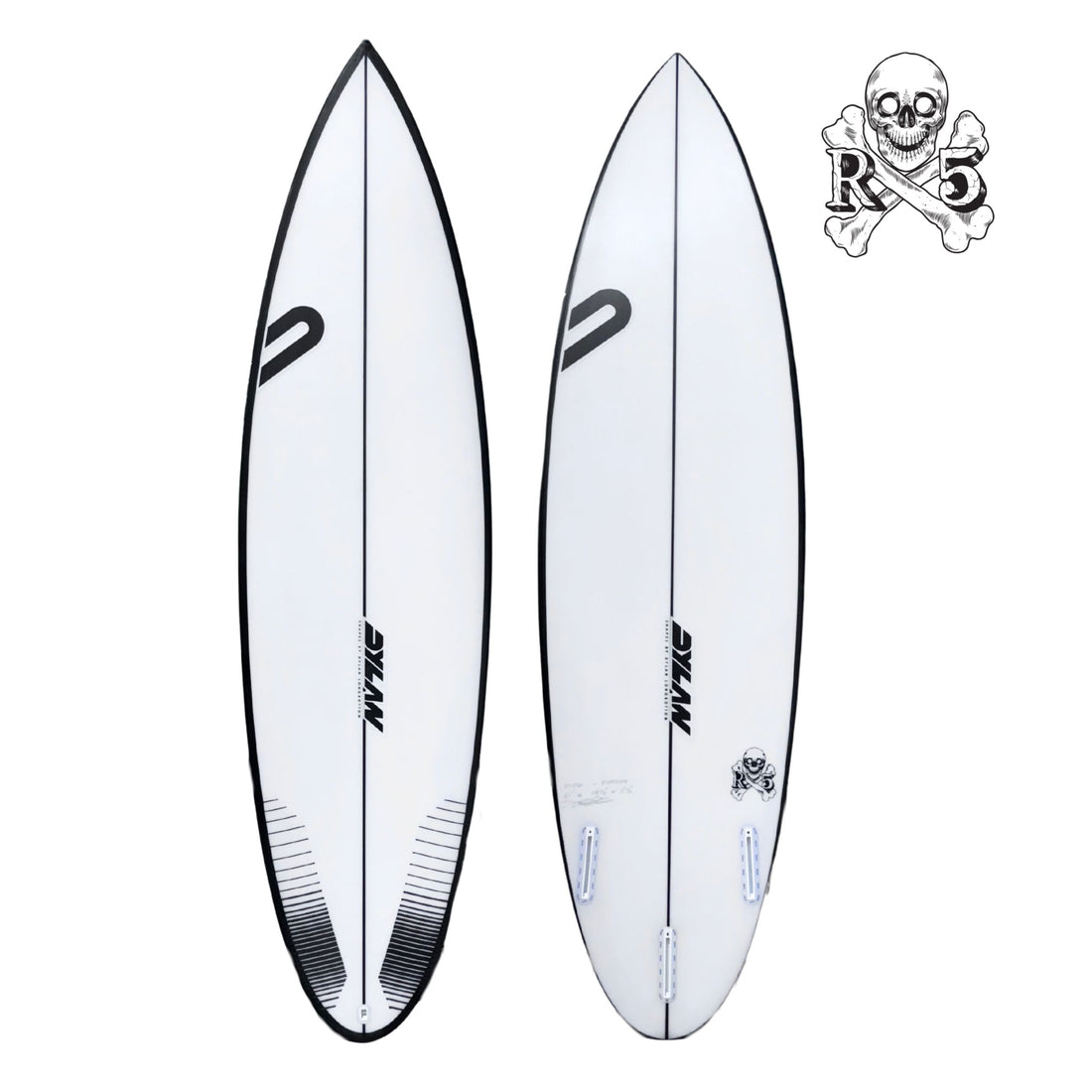 Dylan Shapes RX5 Surfboard Clear Back Rail Spray – high-performance shortboard by Dylan Longbottom, available at Freeride Surf & Skate Auckland NZ