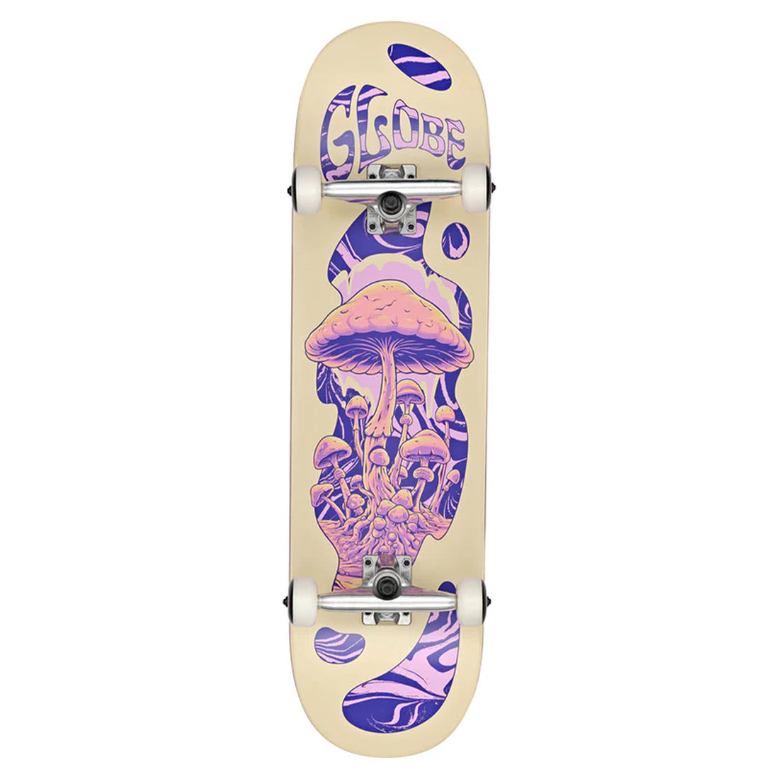 Globe purple mushroom print skateboard complete