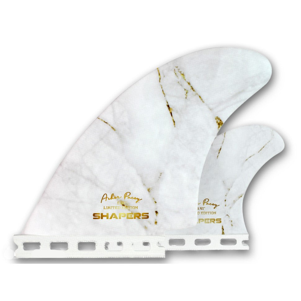 SHAPERS ASHER PACEY 5.55 TWIN FIN + STABILISER WHITE GOLD SINGLE TAB