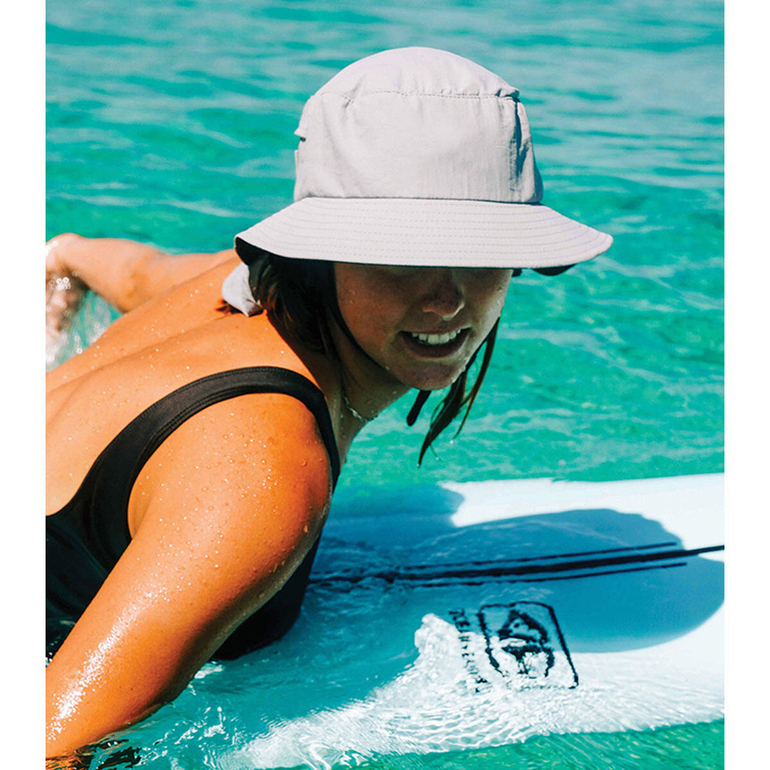 Ocean & Earth Indo Stiff Peak Surf Hat — lightweight surf hat with stiff brim, UPF 50+ sun protection, and adjustable chin strap, available at Freeride Surf & Skate NZ.
