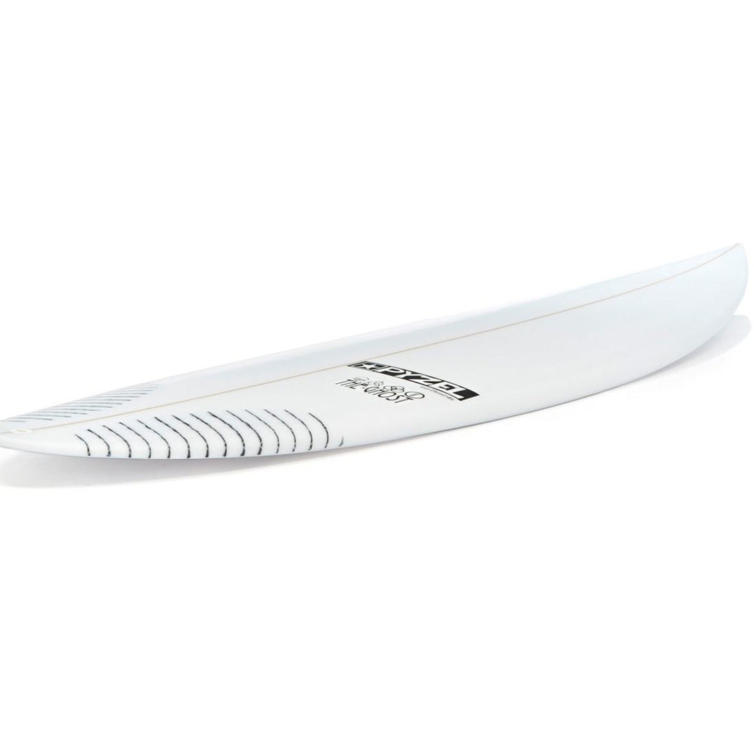 High Performance clear white surfboard flat image and rocker