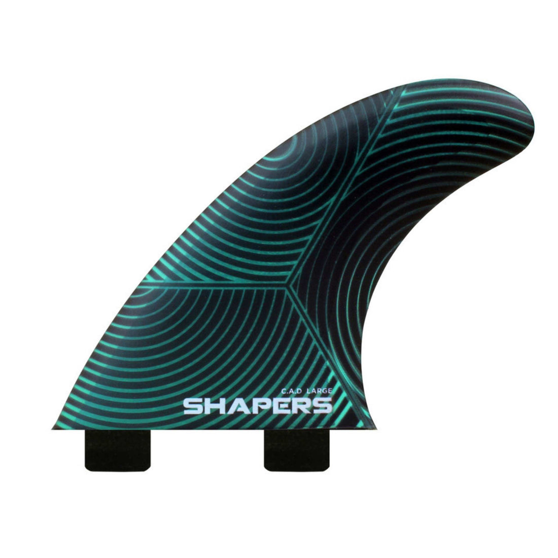 Shapers C.A.D Large 3-fin dual tab thruster fins FCS compatible Blue Black Instore & Online at Freeride Surf & Skate NZ