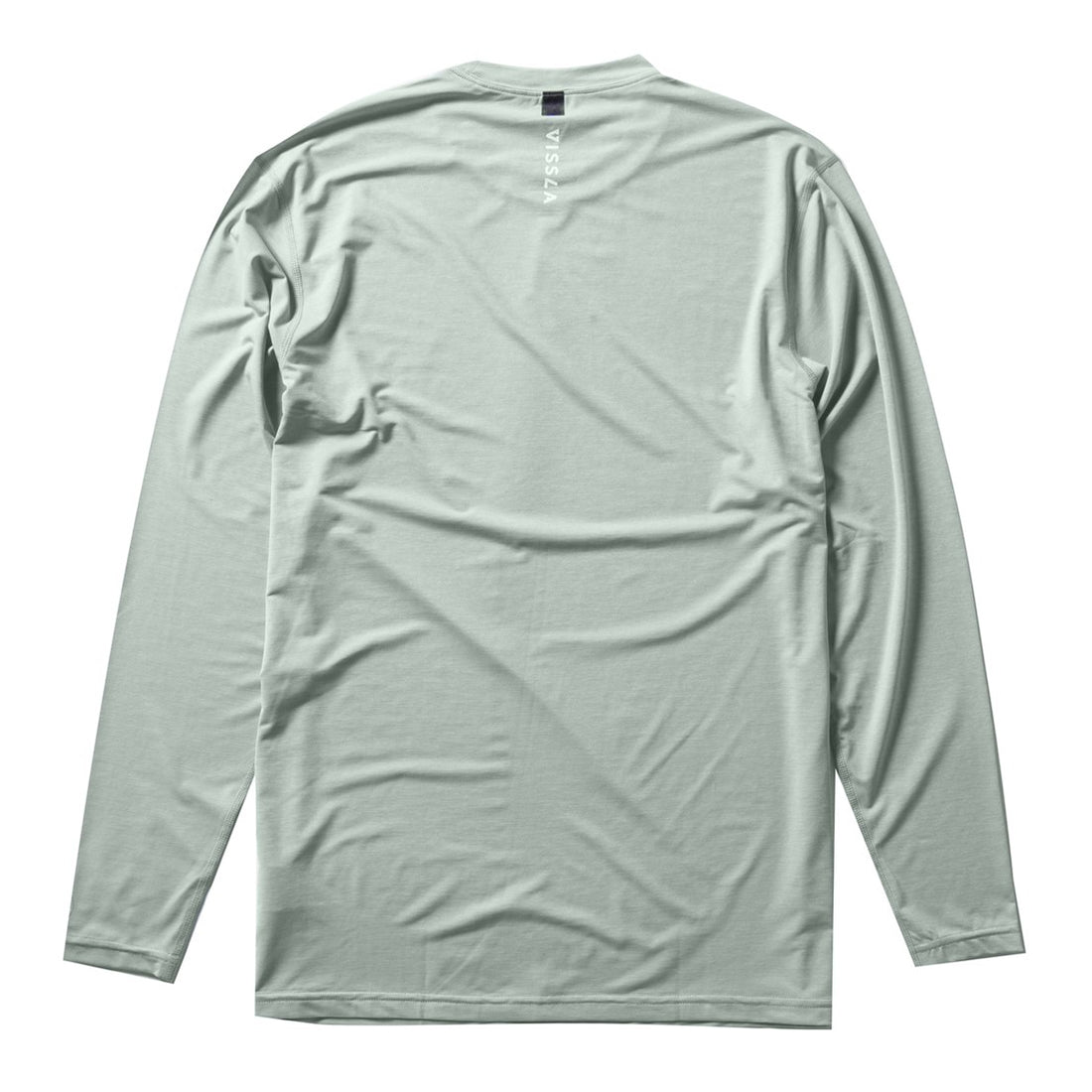 Back view of Vissla Twisted Eco Long Sleeve Surf Tee sea green heather