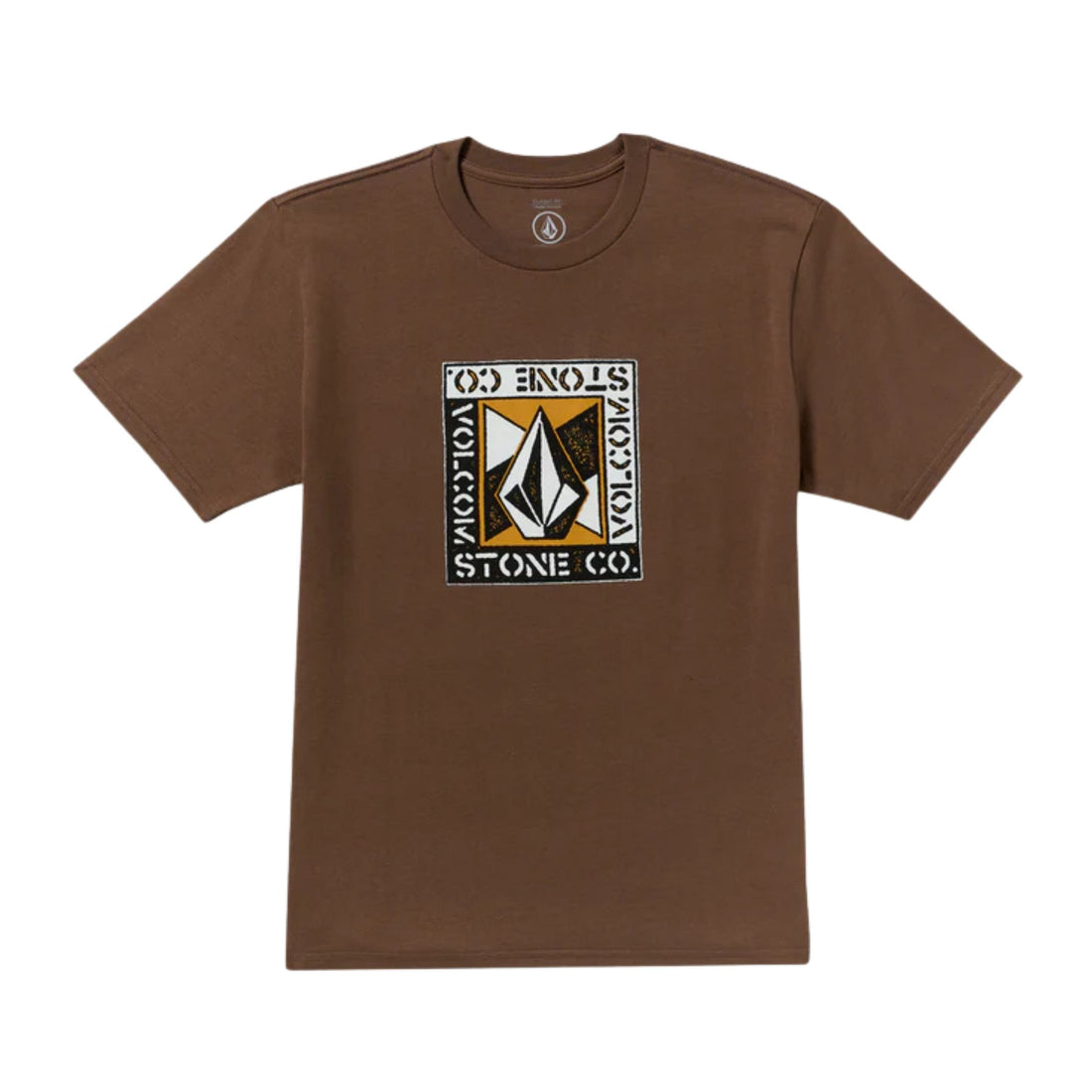 Back view of the Volcom Angle Iron Tee in Brown Stone, premium cotton casual skate tee, NZ.