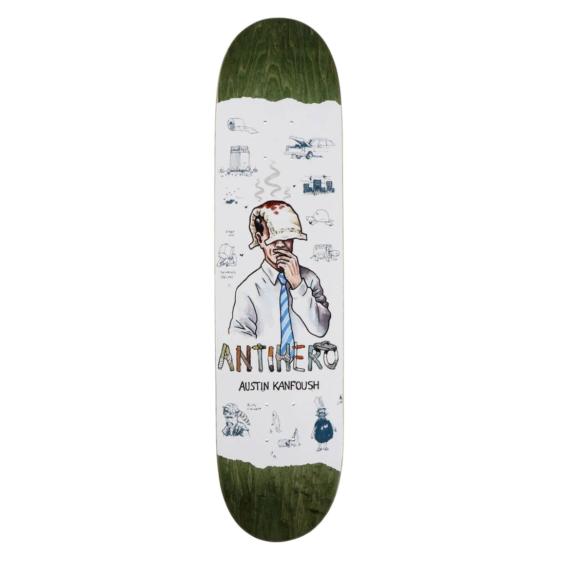 Antihero Kanfoush Recycling 8.06 skateboard deck — 7-ply maple popsicle deck with Kanfoush graphic, available at Freeride Surf & Skate NZ.