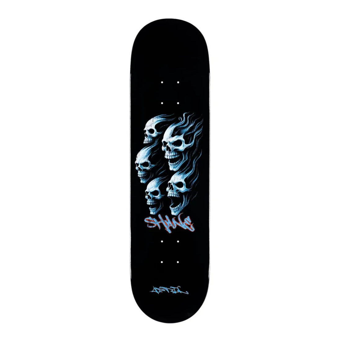 April Shane ONeill dead black dip skate deck 8.125 embossed skull graphic skateboard available at Freeride Surf & Skate NZ.