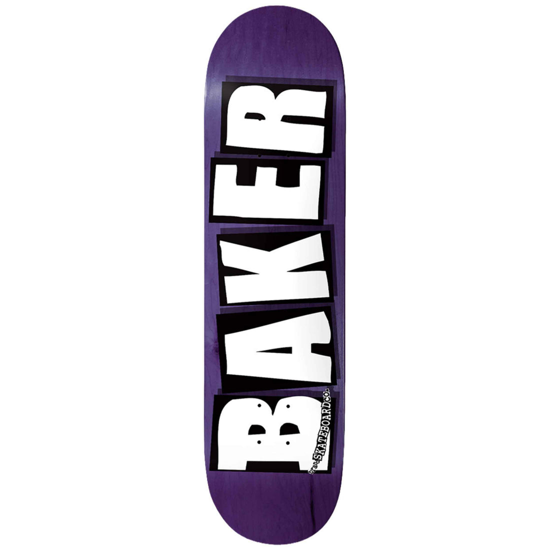 Baker Logo Veneers 8.0 Skate Deck with classic shape, mellow concave and Hard Rock Canadian maple construction, available at Freeride Surf & Skate NZ.