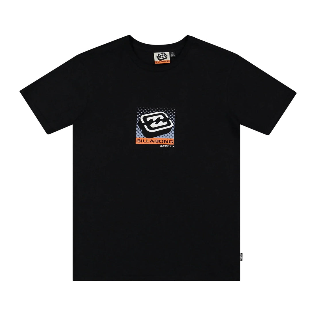 Billabong Boys Spec 3D Tee in black with 3D chest logo print, available at Freeride Surf & Skate NZ.