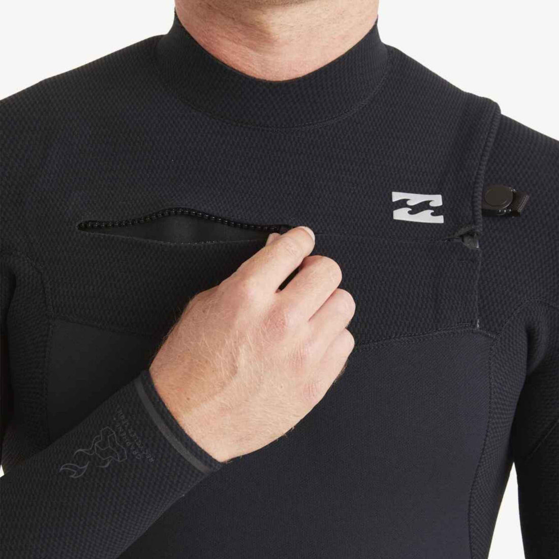Billabong Furnace Natural 4/3mm chest zip wetsuit black neoprene free full steamer available at Freeride Surf & Skate NZ.