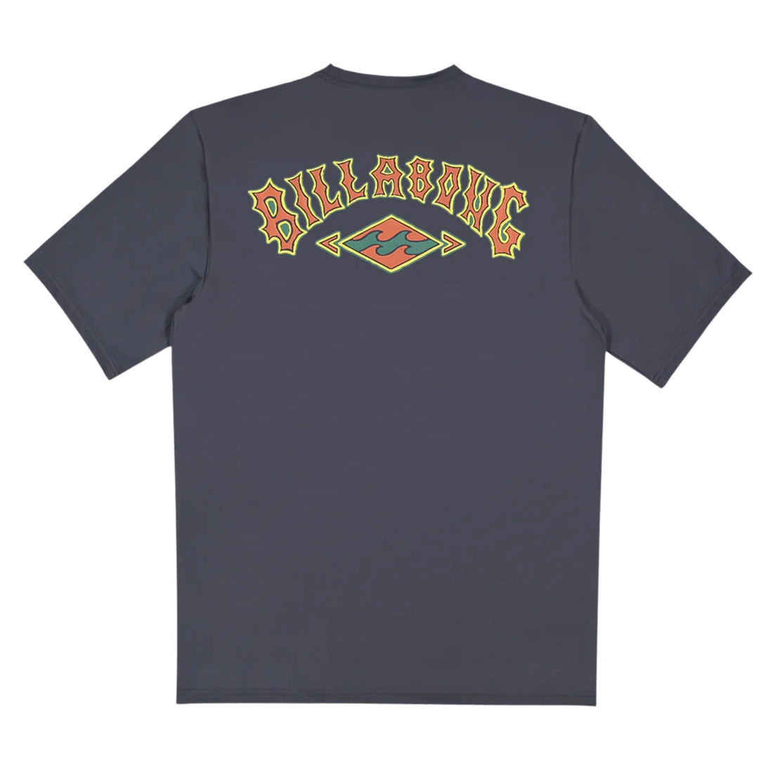 Billabong Heritage Arch Rash Guard in Mid Blue Billabong Arch Graphic Print on the back 