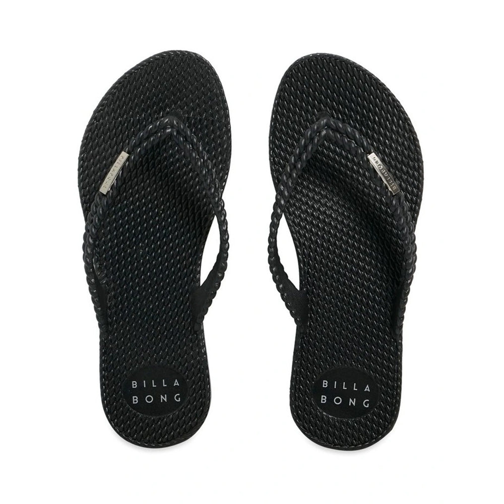 Billabong Kick Back Thong in Solid Black Silver available at Freeride Surf & Skate NZ.