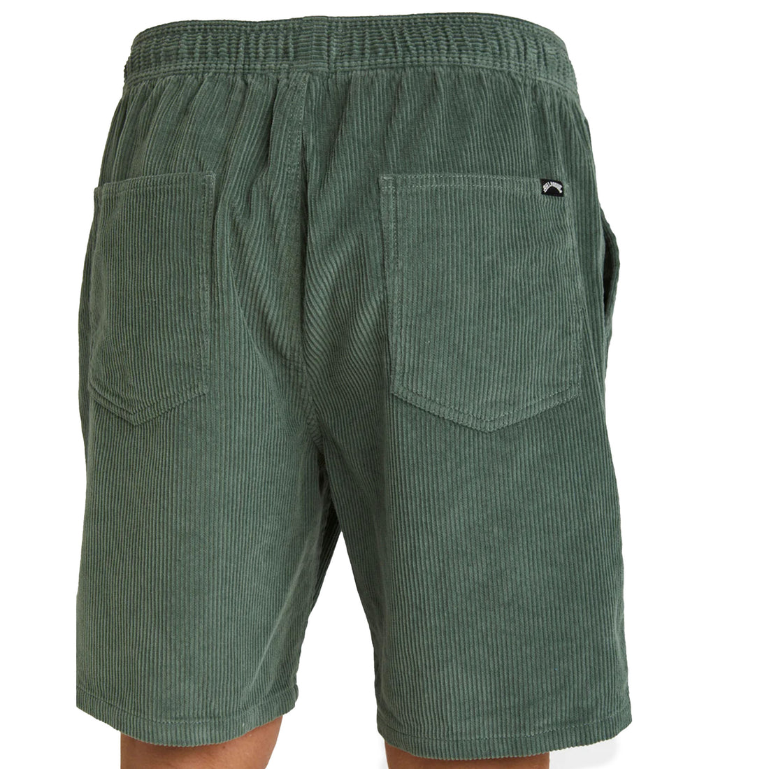 Billabong Larry Cord Short in Fern with textured corduroy fabric, 18" length and elastic drawcord waistband.