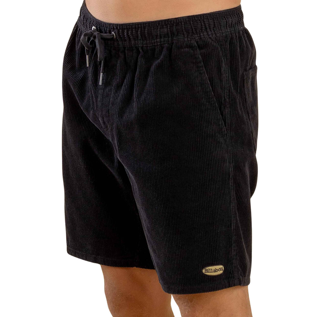 Billabong Larry Layback Cord Shorts — vintage-inspired stretch corduroy shorts with elastic waistband and drawcord, in charcoal colorway- available at Freeride Surf & Skate NZ.