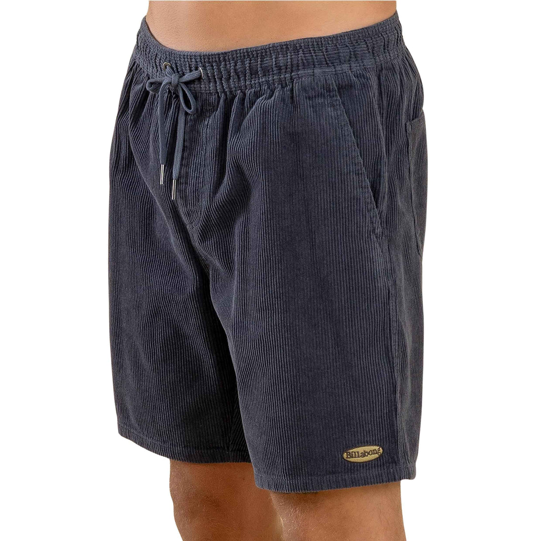 Billabong Larry Layback Cord Shorts — vintage-inspired stretch corduroy shorts with elastic waistband and drawcord, in mid night blue colorway- available at Freeride Surf & Skate NZ.