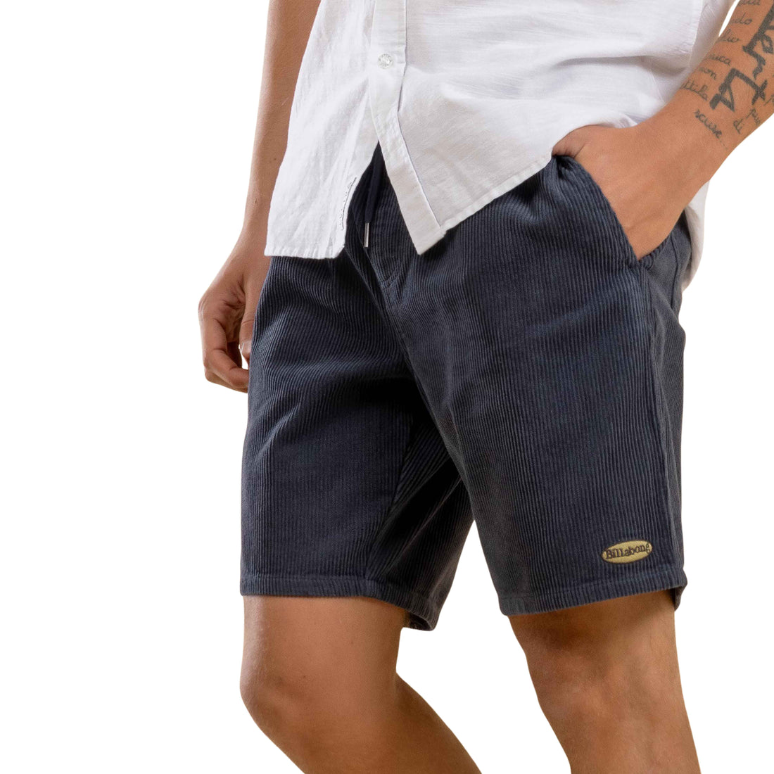 Billabong Larry Layback Cord Shorts in classic cord fabric relaxed surf shorts with pockets mid night blue 