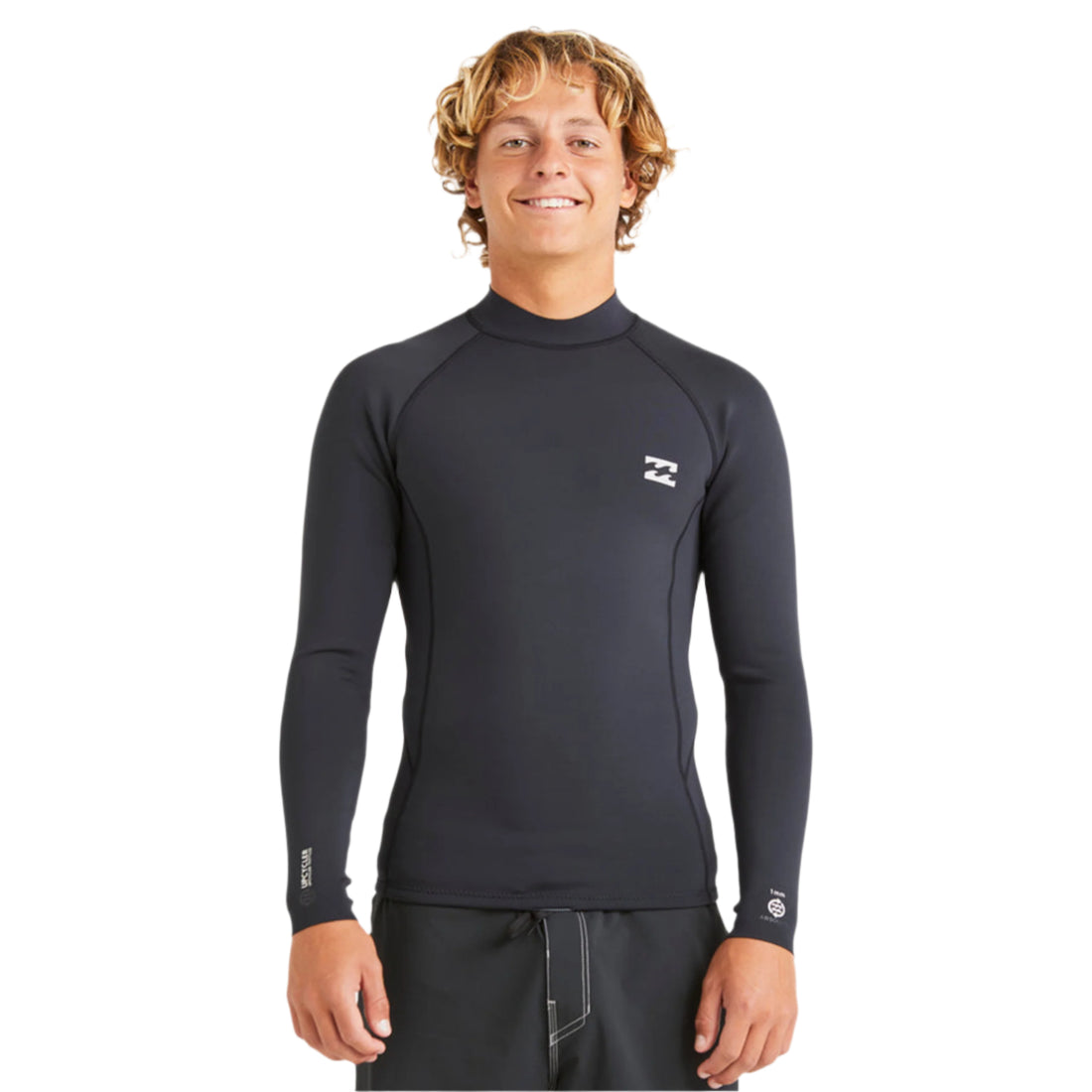 Billabong Men's 101 Absolute Natural Jacket in Black with 2/2mm Superlight Foam and recycled Superflex jersey, available at Freeride Surf & Skate NZ.