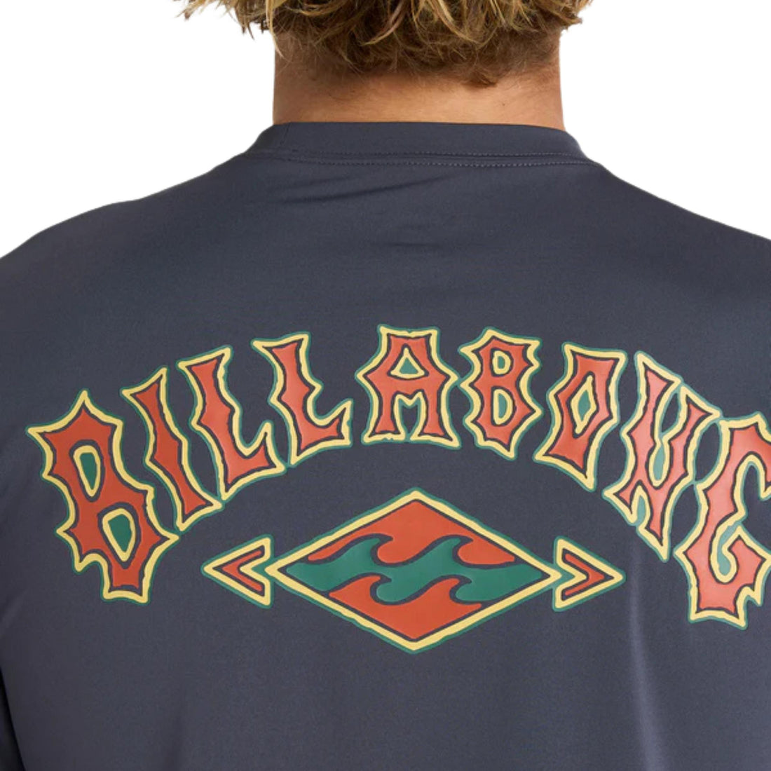 Billabong Heritage Arch Rash Guard in Mid Blue — UV protection surf top for men, shop Freeride Surf & Skate NZ.