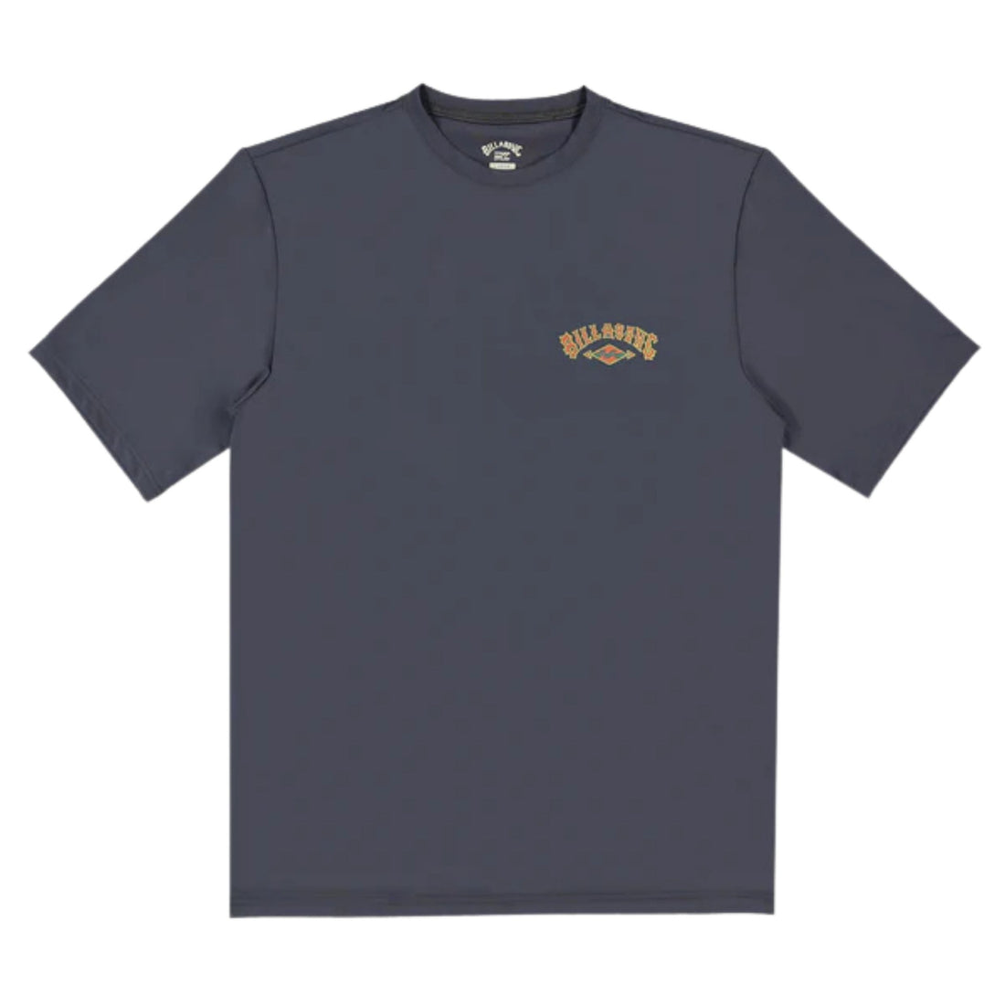 Billabong Mens Heritage Arch Rash Vest Mid Blue — relaxed-fit short sleeve surf rash guard with UV protection and logo graphics, available at Freeride Surf & Skate NZ.