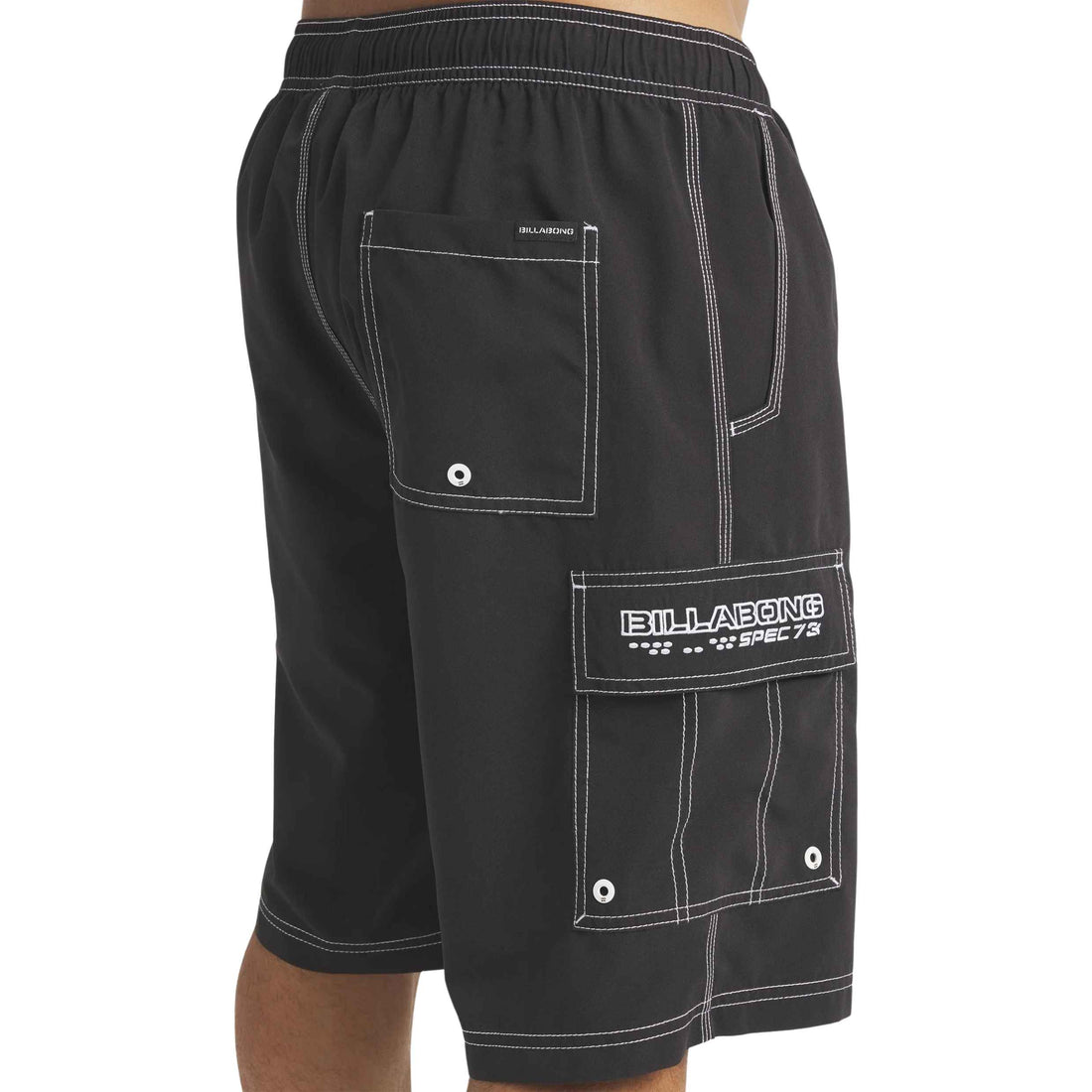 Billabong Throw On boardshort in black black with elastic waist and cargo pockets available at Freeride Surf & Skate NZ.