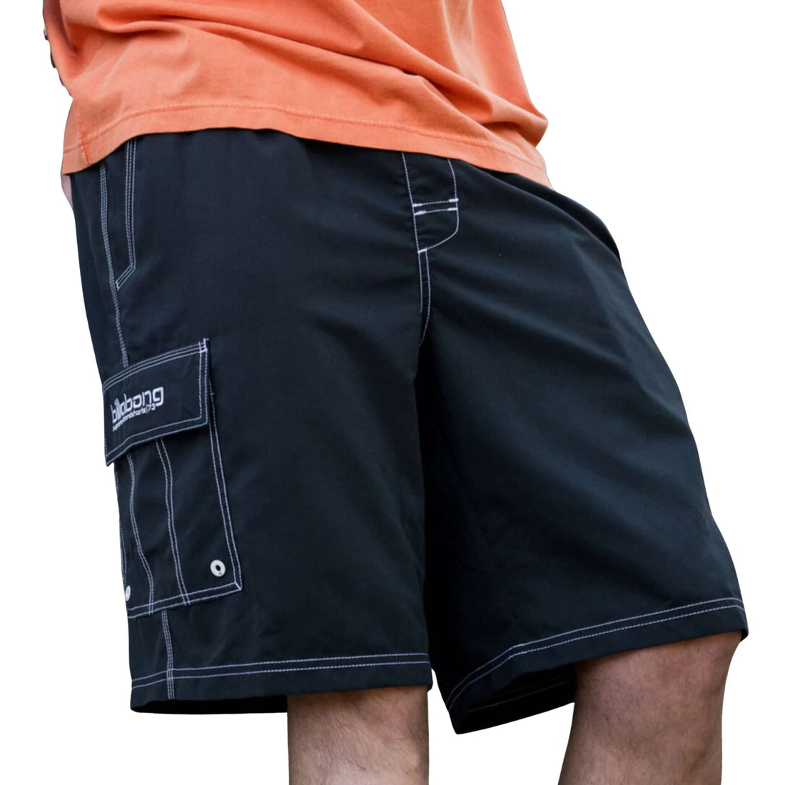 Billabong Throw On boardshort in black with elastic waist and cargo pocket available at Freeride Surf & Skate NZ.