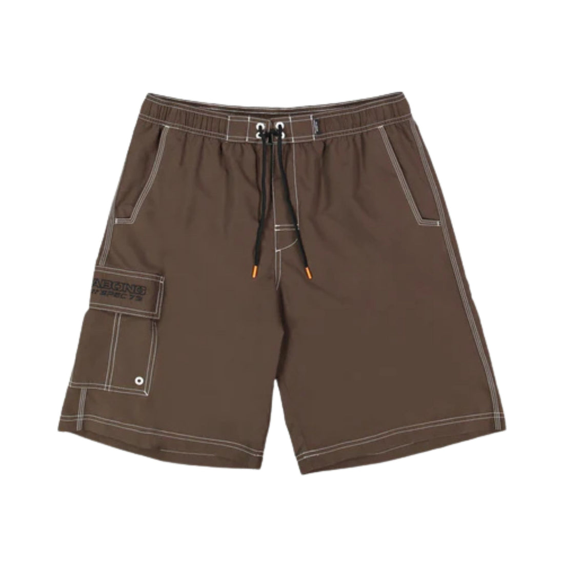 Billabong Throw On Spec 73 Boardshort in dark brown with elastic waist and pockets, available at Freeride Surf & Skate NZ.