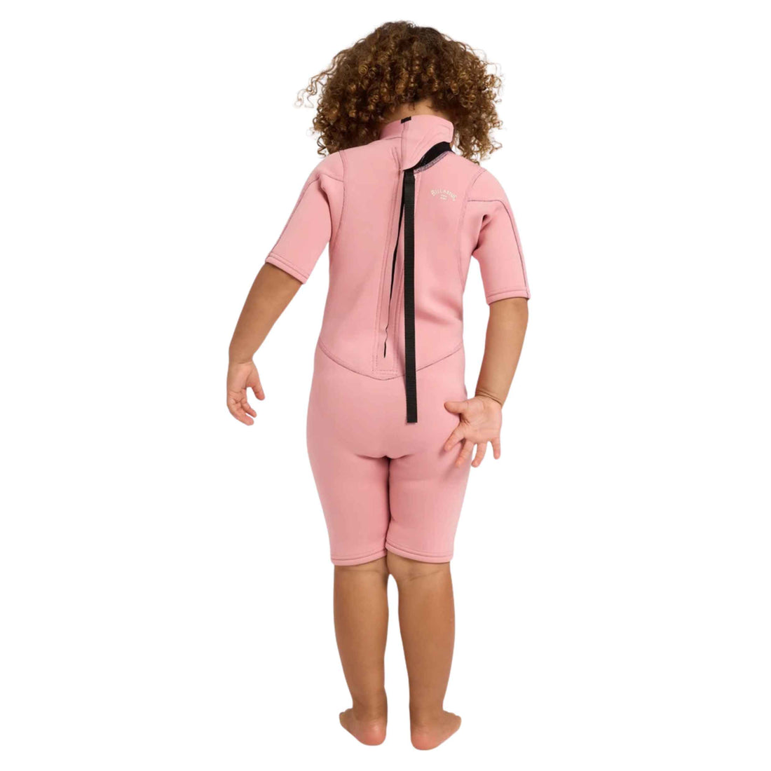 Billabong Toddler Absolute 2/2mm Springsuit in French Rose with back zip entry and recycled stretch fabric, available at Freeride Surf & Skate NZ.