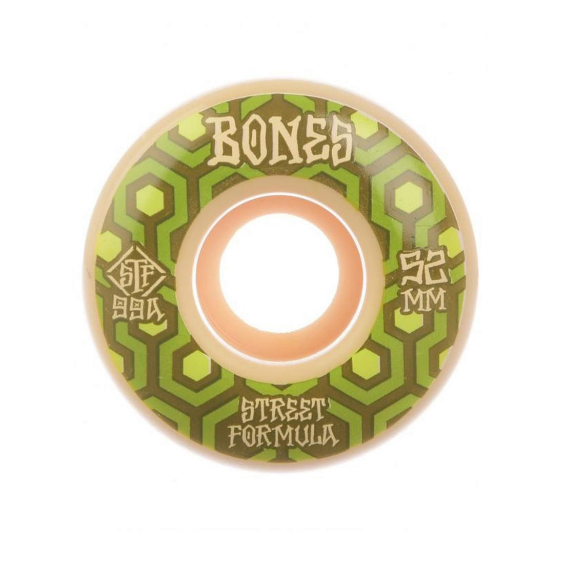 Bones STF Retros V1 Standard 52mm 99A Green Wheels — Street Tech Formula skateboard wheels offering smooth slides, grip, and long-lasting performance