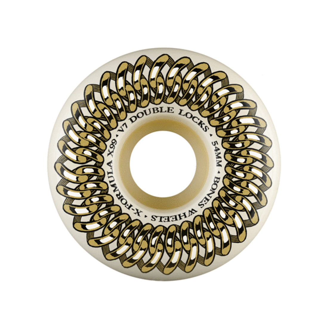 Bones X-Formula Double Lock V7 99A 54mm Wheels — high-performance skateboard wheels with X-Formula urethane for speed, control, and durability, available at Freeride Surf & Skate NZ