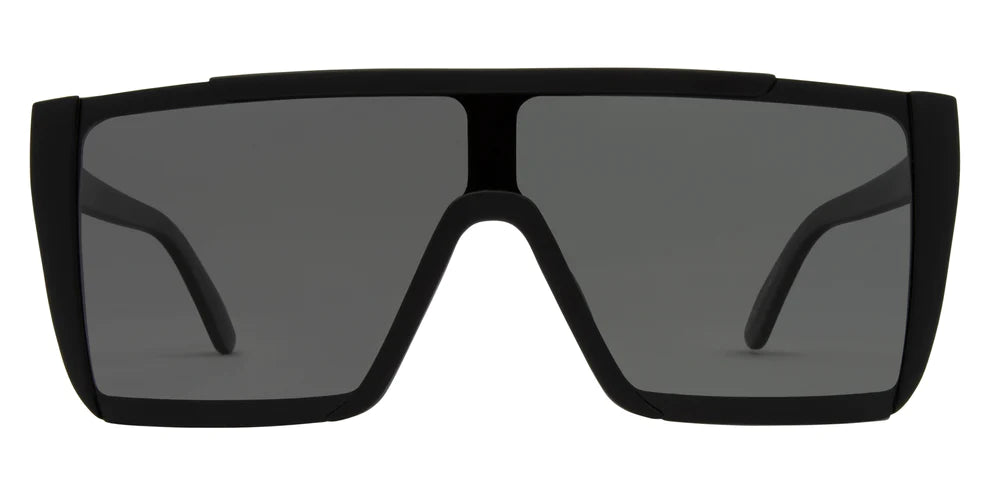 Carve Equinox Matte Black polarised sunglasses with flat-top frame and angular design, available at Freeride Surf & Skate NZ.