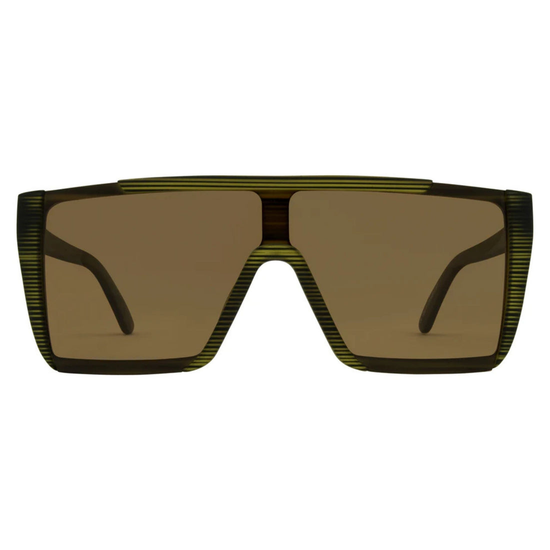 Carve Equinox Olive Streak polarised sunglasses with flat-top frame and angular design, available at Freeride Surf & Skate NZ.