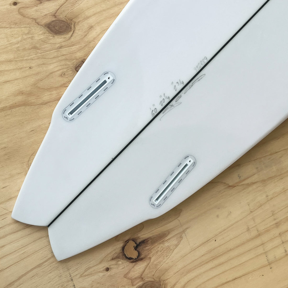 Christenson Lane Splitter 6'0 surfboard with a swallow tail design Twin Fin Futures Fins Clear. Shop Christenson Surfboards at Freeride Surf & Skate NZ