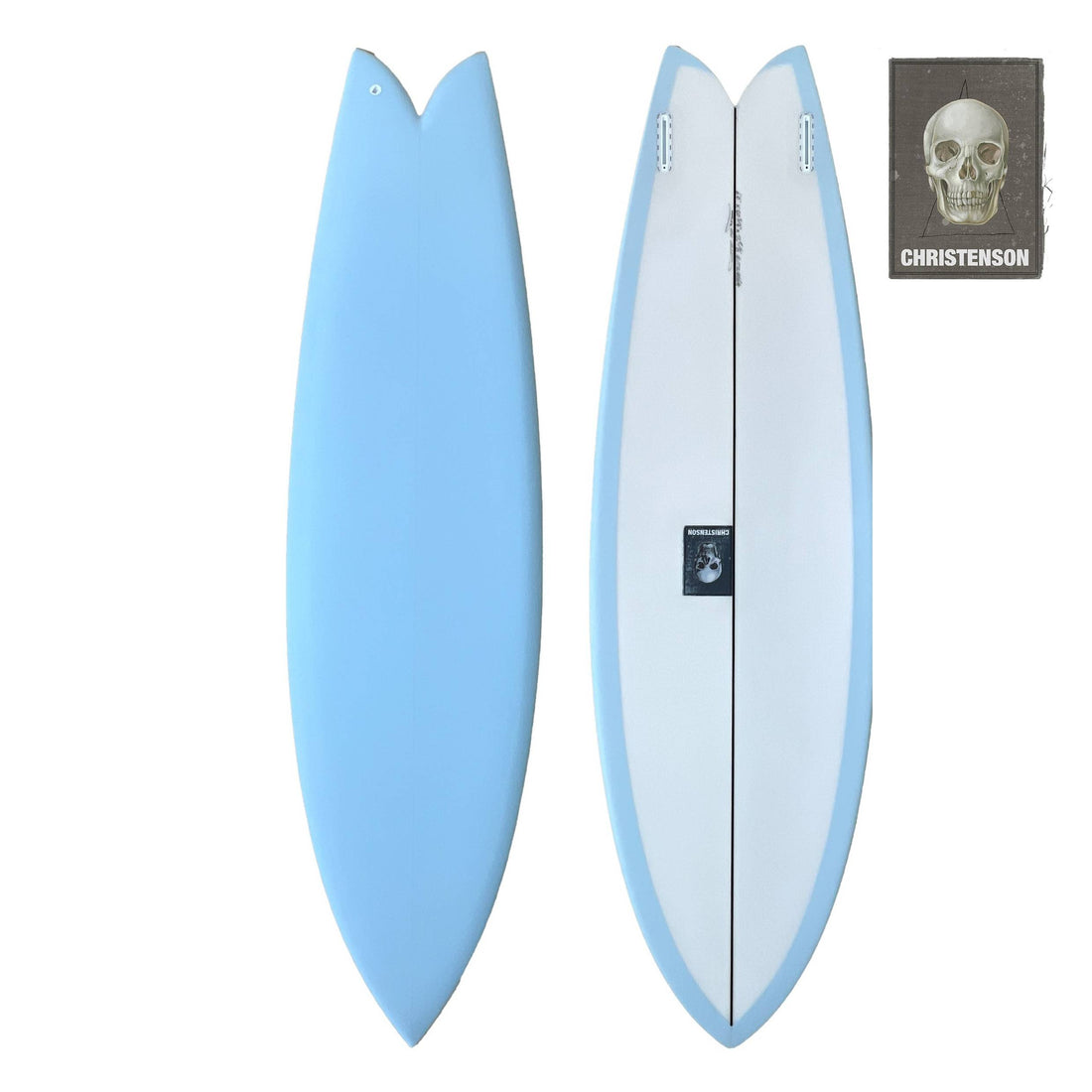Christenson Long Phish 2.0 Surfboard 6'6 Front Deck Back Deck View Blue Spray In stock Instore at Freeride Surf and Skate NZ 