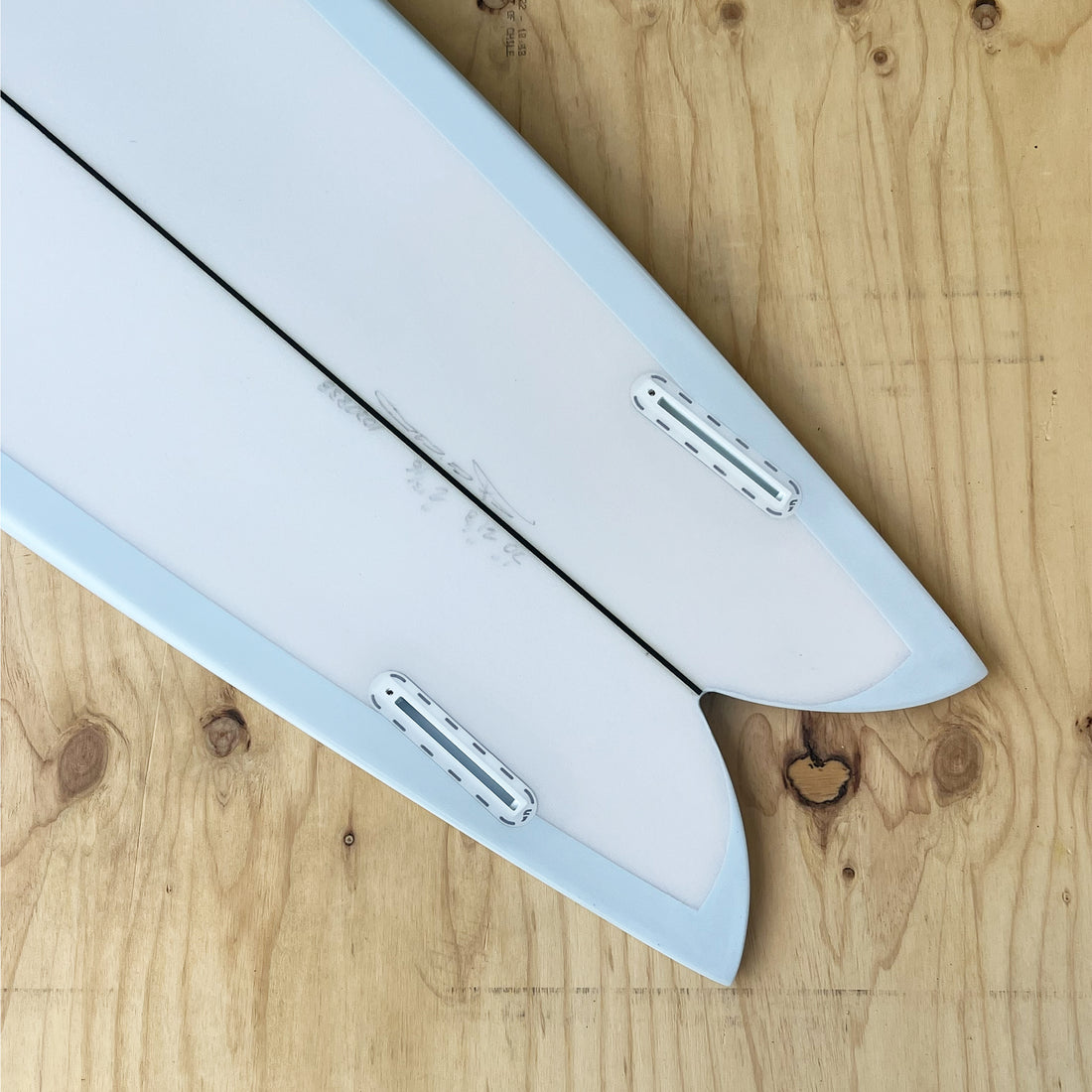 Christenson Long Phish 2.0 7'0 Surfboard Swallow Tail Future Fins View Baby Blue Spray In stock Instore at Freeride Surf and Skate NZ 