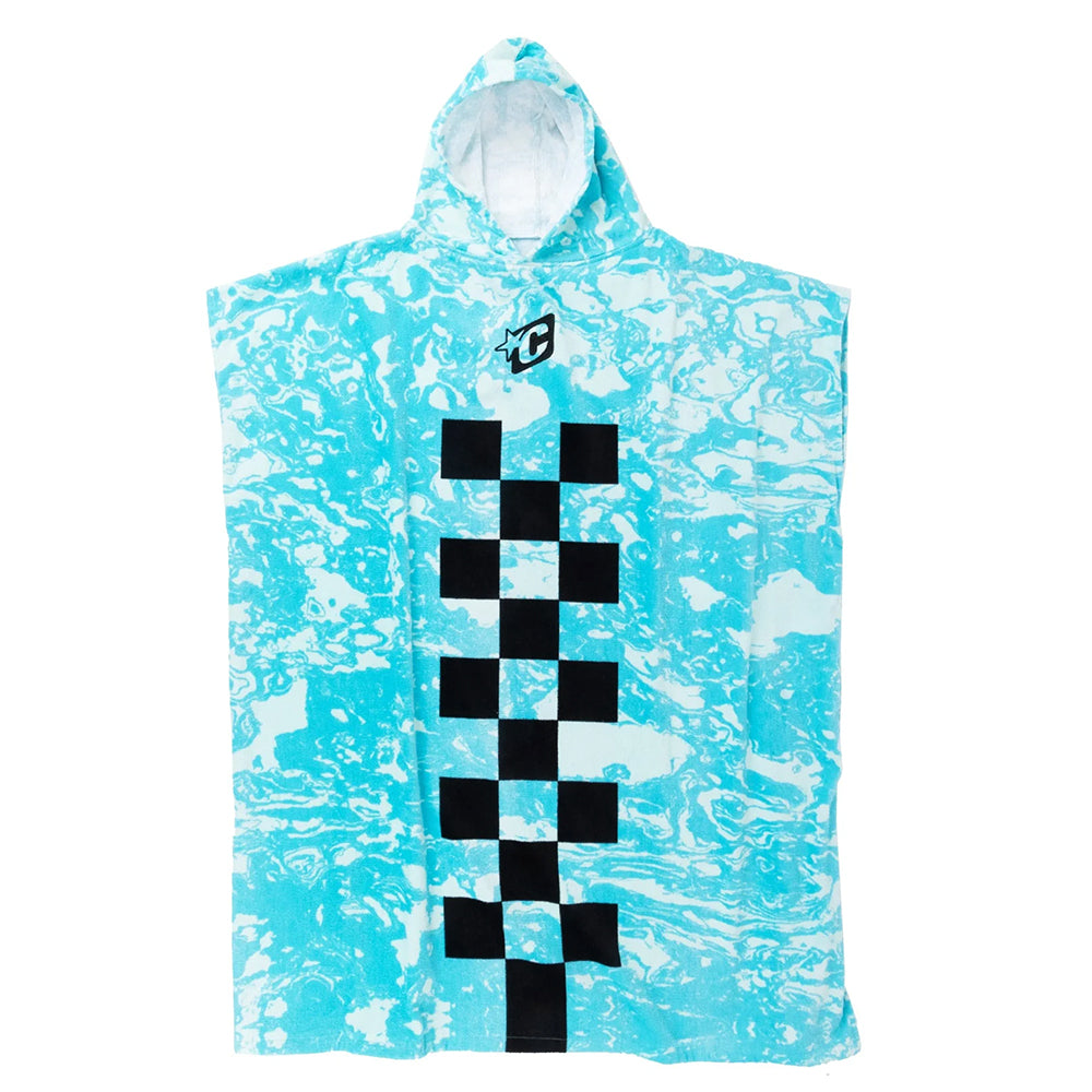 Creatures of Leisure Chex Poncho Towel in Fluro Blue Chex available at Freeride Surf & Skate NZ.
