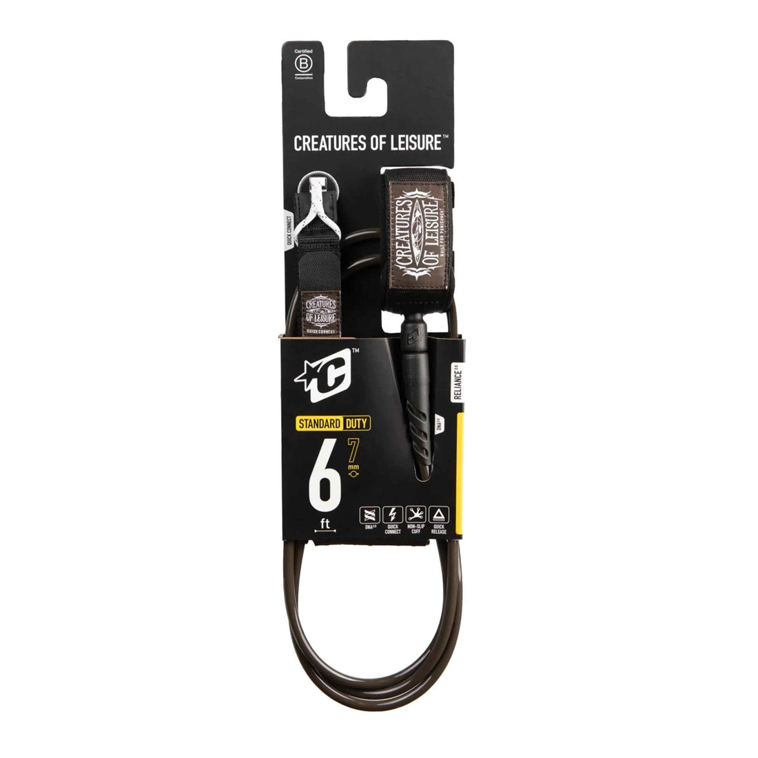Creatures of Leisure Reliance Standard Duty 6ft Coffee Black surf leash at surf shop Auckland NZ