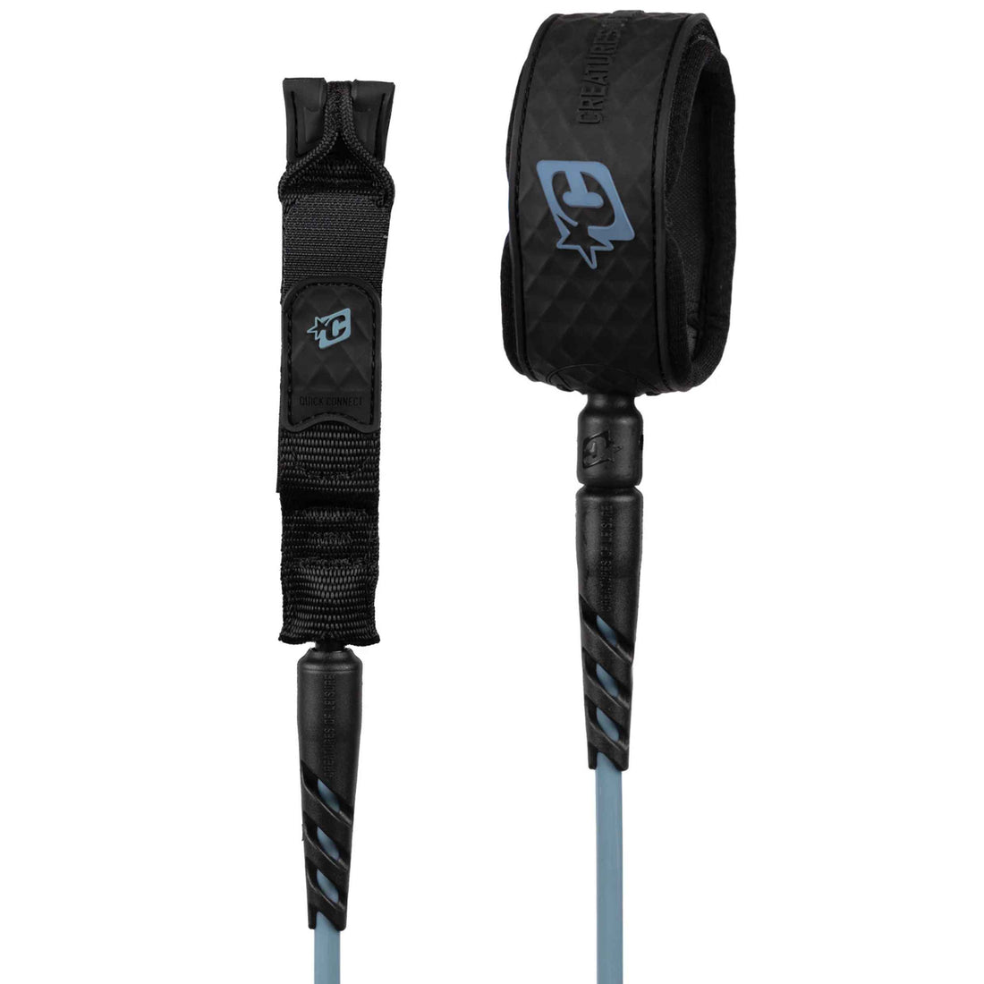 Creatures of Leisure Reliance Standard Duty 6ft surfboard leash in Slate Black with 7mm cord, ankle cuff and railsaver.