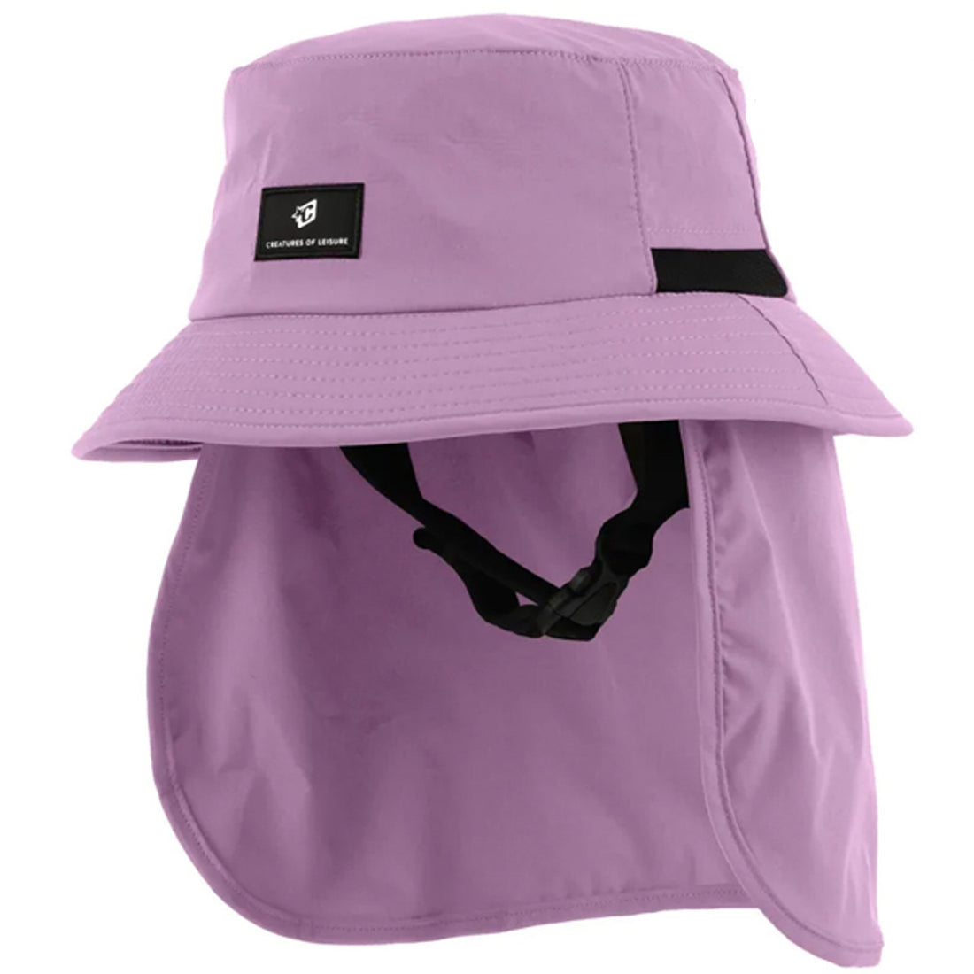 Creatures Reliance Legionnaire Surf Bucket in Guava with detachable neck flap and adjustable chin strap.