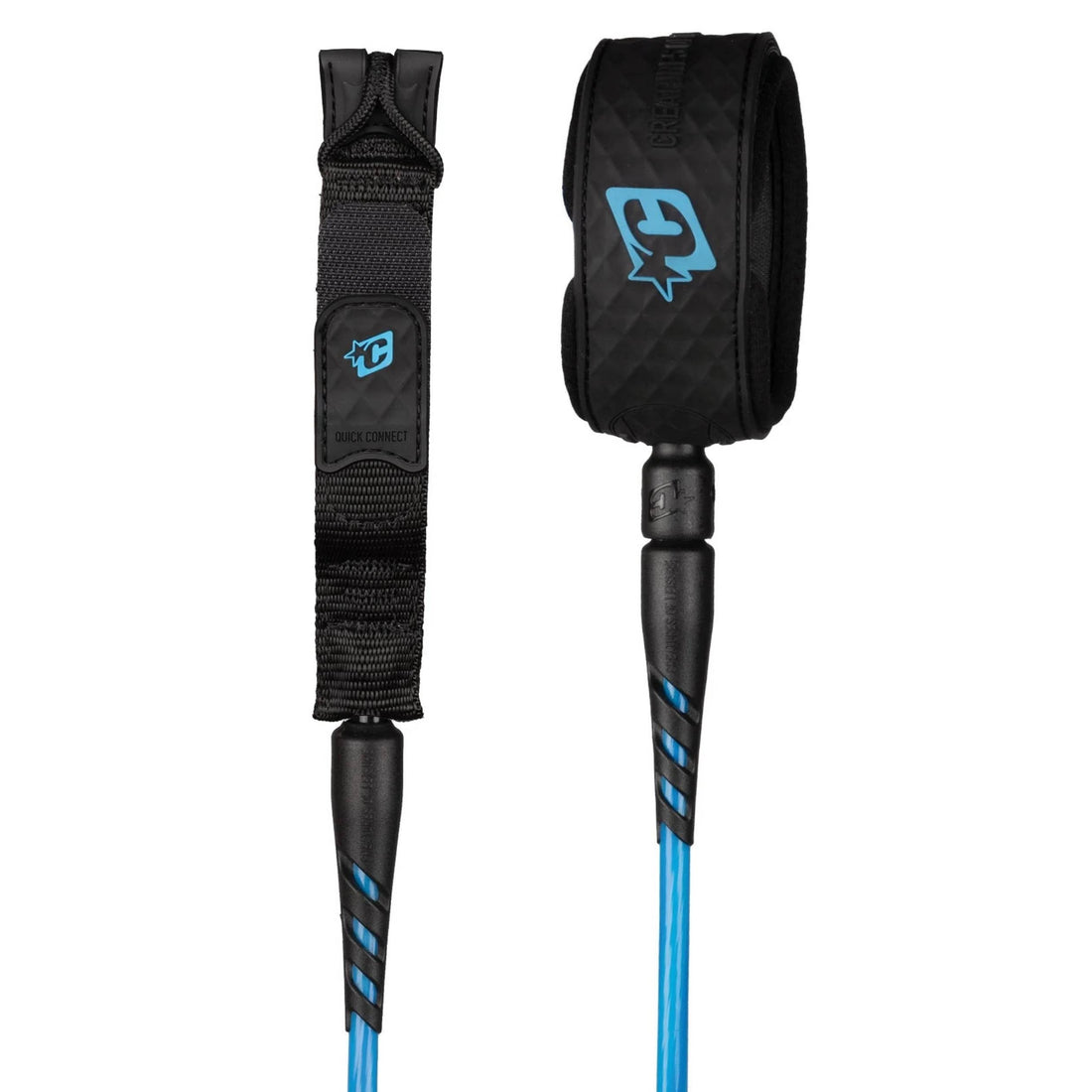 Creatures of Leisure Reliance Standard Duty 6ft surfboard leash cyan black available at Freeride Surf & Skate NZ.