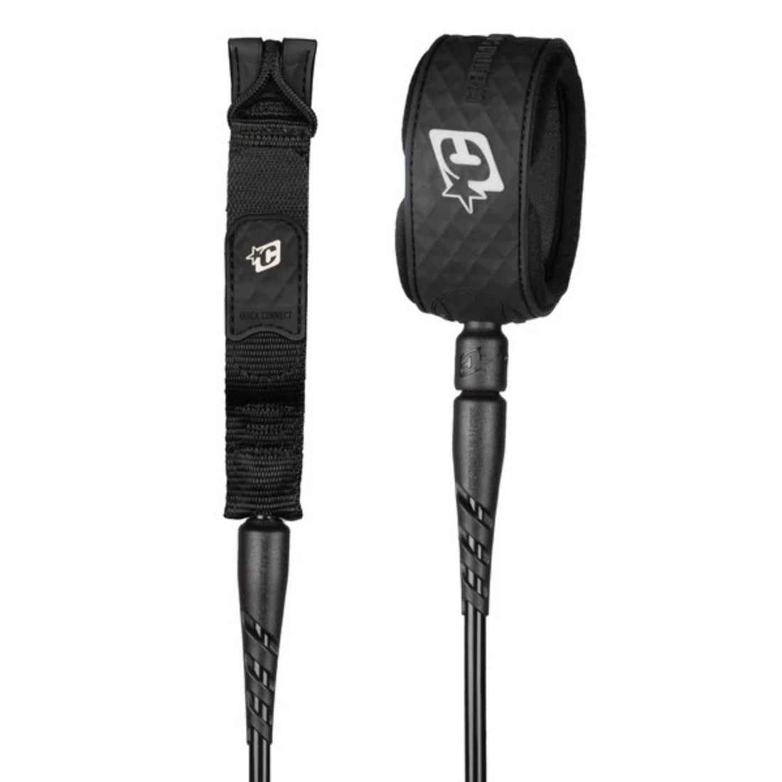 Creatures of Leisure Reliance Standard Duty 8ft leash Black Silver available at Freeride Surf & Skate NZ.