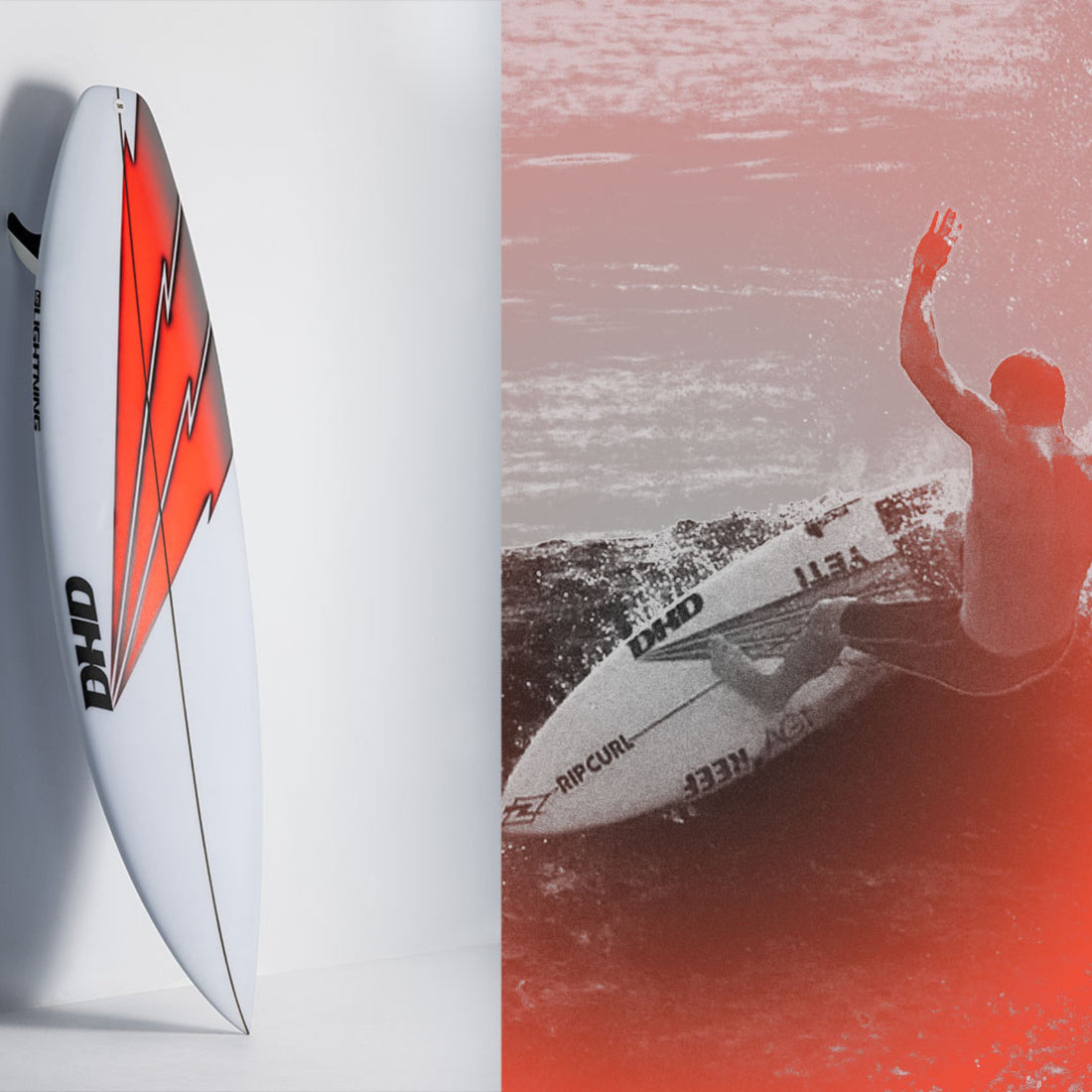DHD MF Lightning high-performance surfboard designed for fast reactive surfing in 1–4ft waves