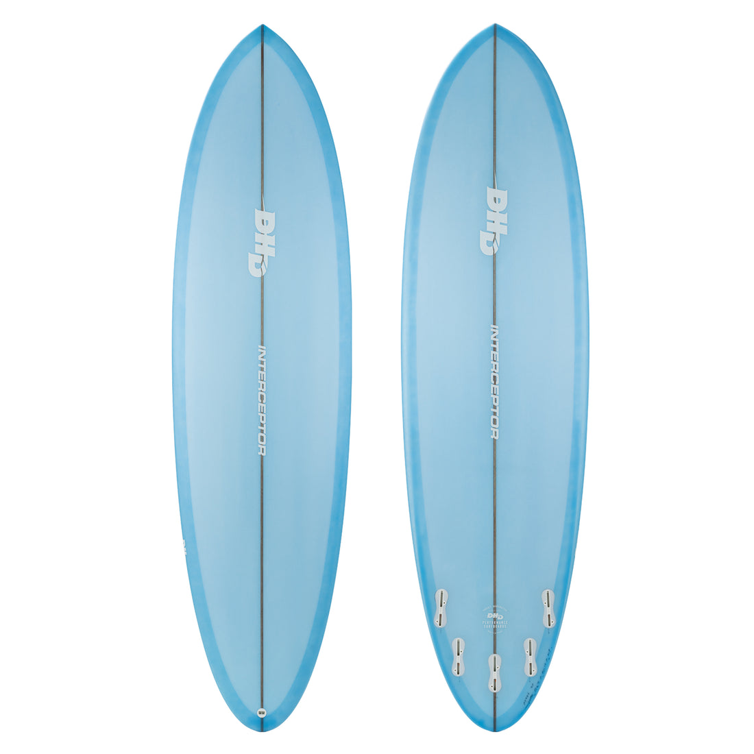 DHD Mid Length Surfboard Model Blue Tint.Full range of DHD Surfboard on sale at Freeride Surf Skate.