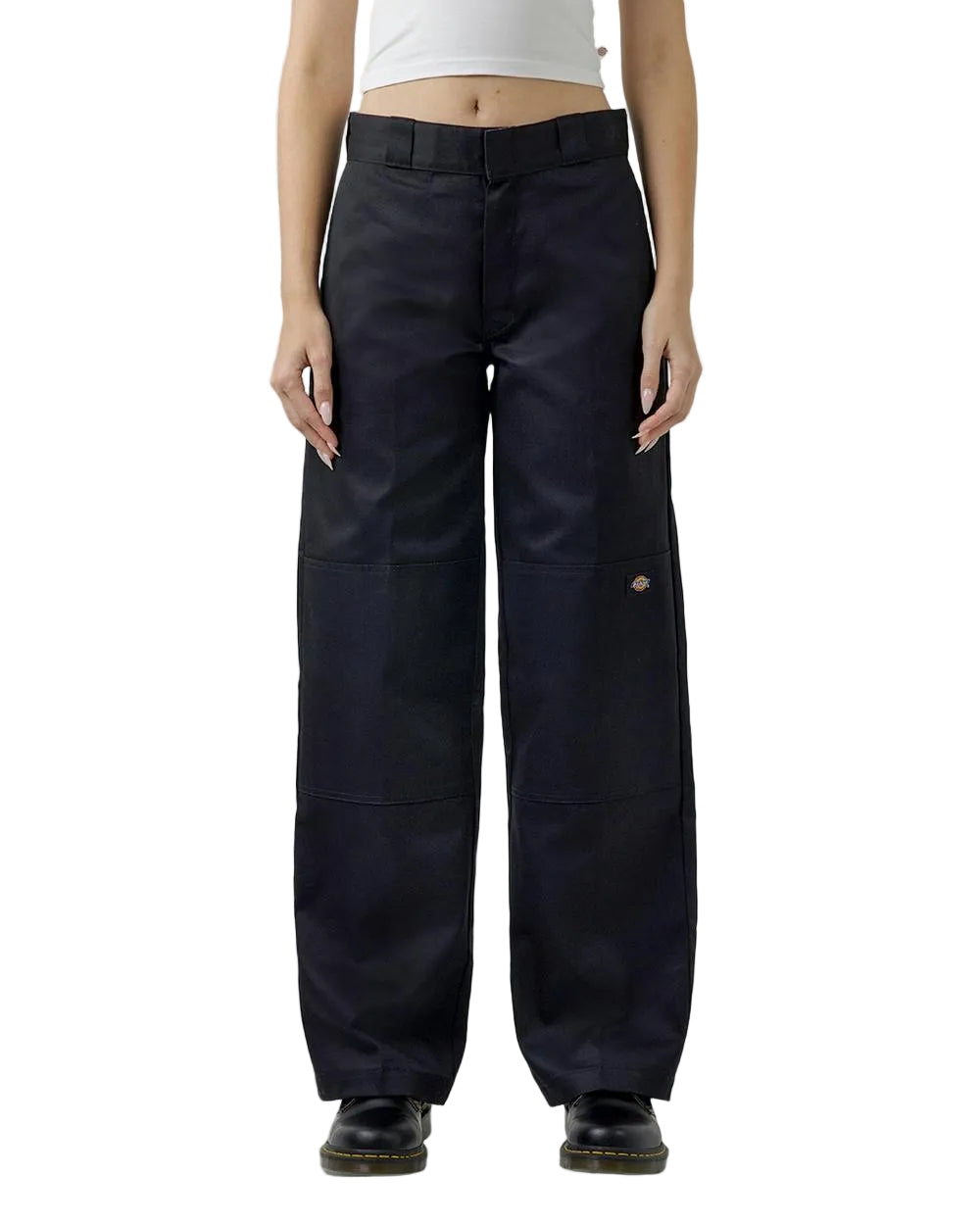Dickies Loose Fit Double Knee Work Pant in Black featuring durable 8.5oz twill, reinforced knees, high-rise waist and relaxed straight-leg fit, available at Freeride Surf & Skate NZ.
