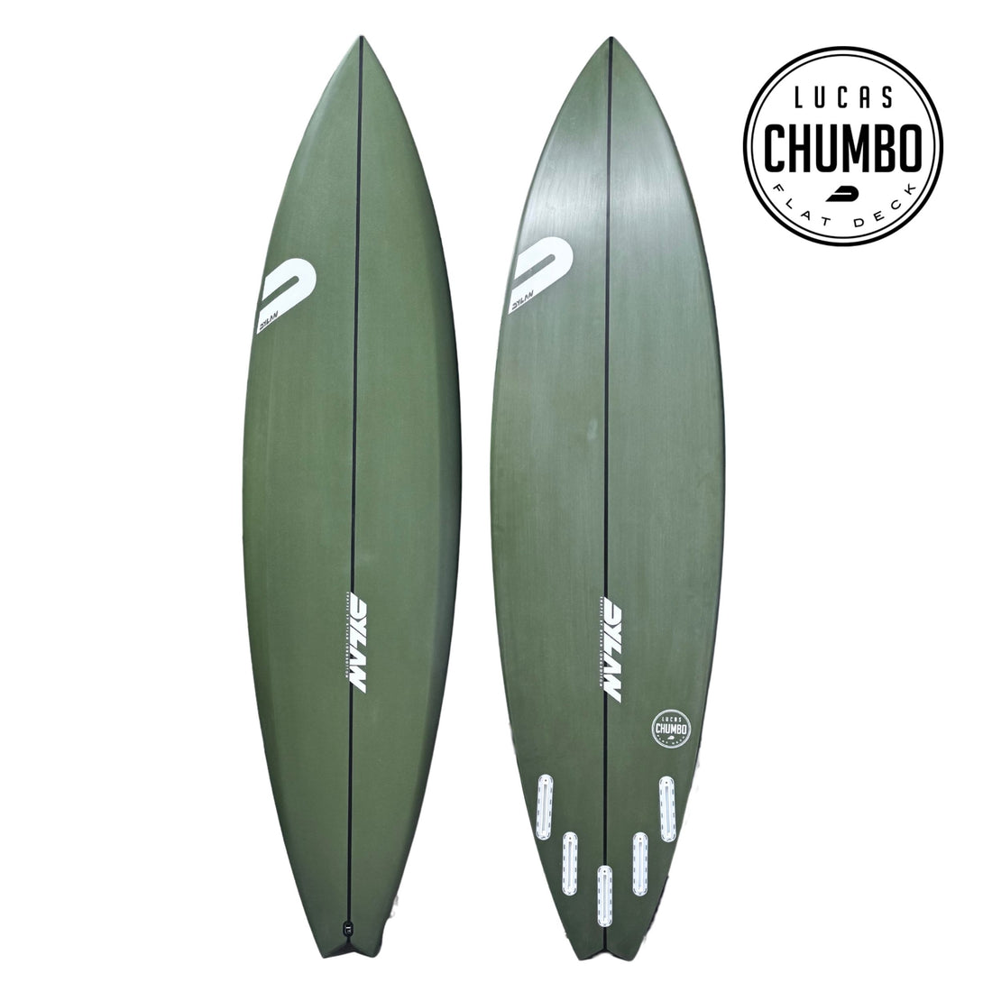 Dyalan Shapes Chumbo big wave surfboard model. Step Deck design for easy paddle ins on large waves. 6'9 Army Green Spray Future Fins 5 plug 