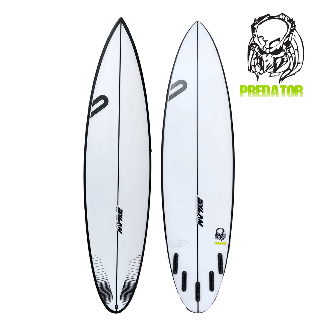 Dylan Shapes Predator Surfboard model black rail spray, future fins, big wave step up shaped by Australian Surfboard Shaper Dylan Longbottom