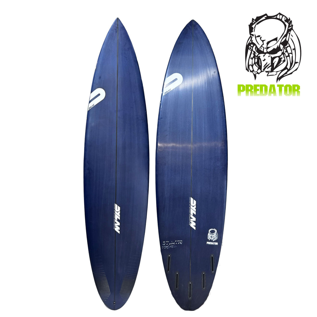 Dylan Shapes Predator Surfboard model in full blue tint, future fins, big wave step up shaped by Australian Surfboard Shaper Dylan Longbottom