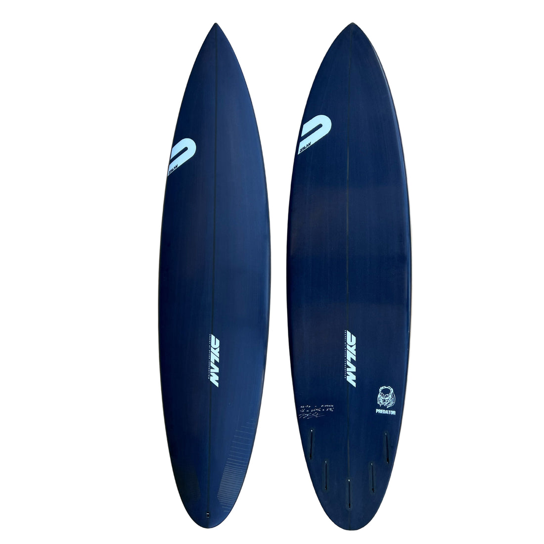 Dylan Shapes Predator Surfboard model in full blue tint, future fins, big wave step up shaped by Australian Surfboard Shaper Dylan Longbottom. Dylan Predator surfboard model is made for big and challenging surf. Dylan Predator step-up surfboard