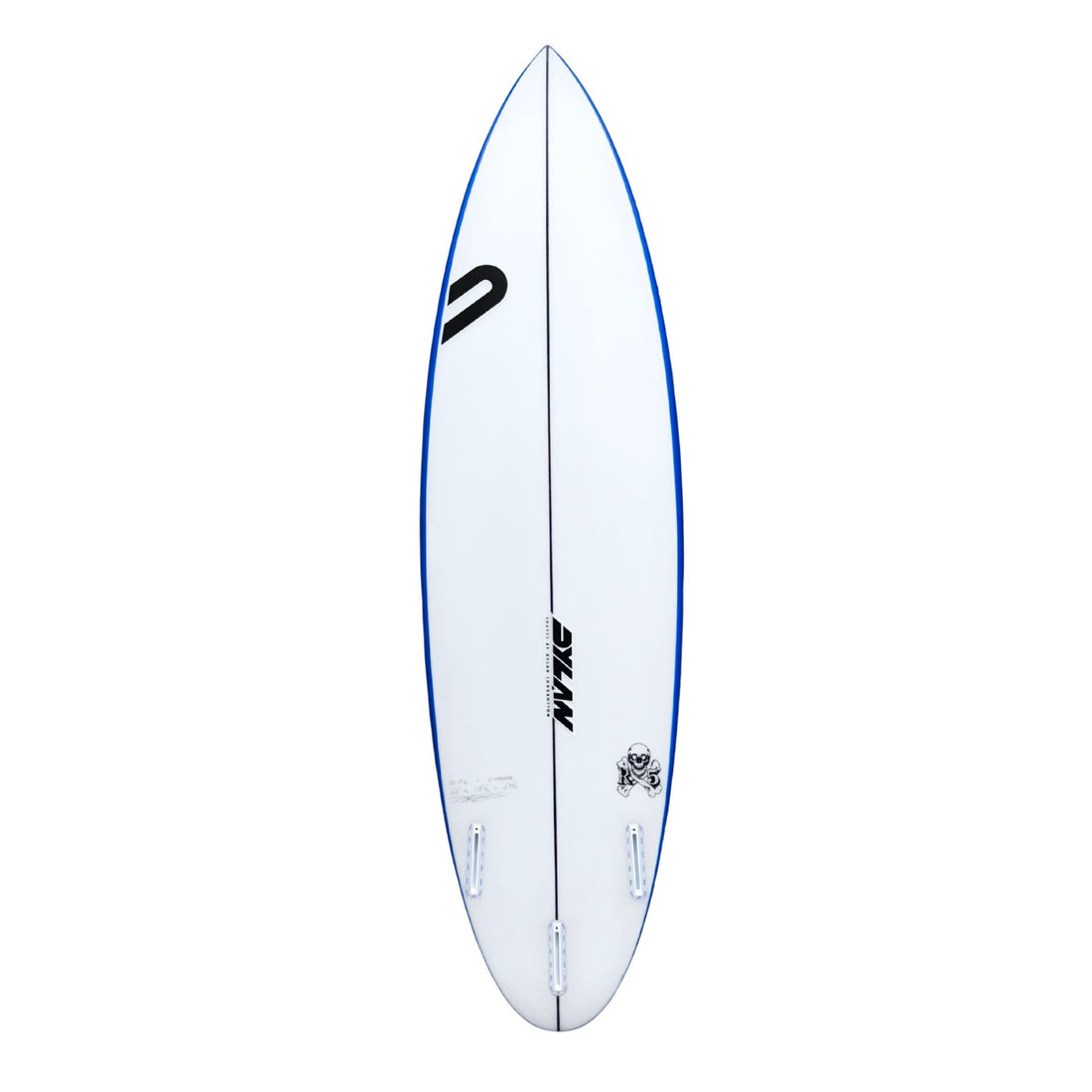 Dylan Shapes RX5 Surfboard Clear Blue Rail Spray – high-performance shortboard with Futures by Dylan Longbottom, available at Freeride Surf & Skate Auckland NZ